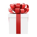 Gift box with a glossy red bow. New year, Christmas, birthday realistic decoration Royalty Free Stock Photo