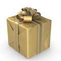 Gift box in gold color with bows. Royalty Free Stock Photo