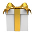 Gift box with gold ribbon bow Royalty Free Stock Photo
