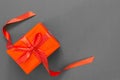 Gift box on gray background Royalty Free Stock Photo