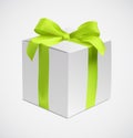 Gift box with green silk ribbon
