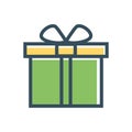 Gift box green vector icon.