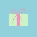 A gift box in hand drawn style isolated on a blue background