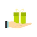 Gift box in hand icon, flat style Royalty Free Stock Photo