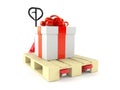 Gift box on hand pallet truck