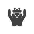 Gift box in hands vector icon Royalty Free Stock Photo