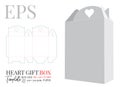 Gift Box with handle heart template, vector with die cut / laser cut lines. White, clear, blank, isolated Present Box mock up Royalty Free Stock Photo