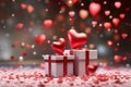 gift box with heart gift box with ribbon red gift boxgift, christmas, ribbon, bow, birthday, holiday, celebration, decoration, Royalty Free Stock Photo