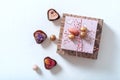 Gift box, heart-shaped candy. The Concept Of Valentine`s Day Royalty Free Stock Photo