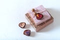 Gift box, heart-shaped candy. The Concept Of Valentine`s Day Royalty Free Stock Photo