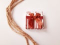 Gift box and hemp Royalty Free Stock Photo