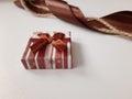Gift box and hemp and ribbon Royalty Free Stock Photo