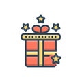 Color illustration icon for Gift box, present and shopping