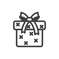 Gift box icon with bow. A simple image of a closed box. Cross-stitch texture. Isolated vector on a pure white background Royalty Free Stock Photo