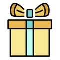 Gift box icon color outline vector Royalty Free Stock Photo