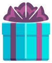 Gift box icon. Color party holiday present