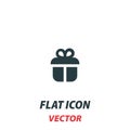 Gift box icon in a flat style. Vector illustration pictogram on white background. Isolated symbol suitable for mobile concept, web Royalty Free Stock Photo