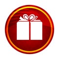 Gift box icon creative red round button illustration design Royalty Free Stock Photo