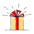 A gift box icon-present icon-christmas Illustration-birthday sign-celebration. Vector illustration in doodle style on white backgr Royalty Free Stock Photo