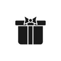 Gift box icon. Present outline sign. Christmas or birthday black symbol.