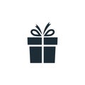 Gift box icon. Present surprise black symbol isolated on white