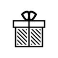 Gift box icon. Present symbol. Christmas box. Surprise with gift box in flat style.  Giftbox in linear style. Vector EPS 10 Royalty Free Stock Photo