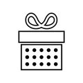 Gift box icon. Present symbol. Christmas box. Surprise with gift box in flat style.  Giftbox in linear style. Vector EPS 10 Royalty Free Stock Photo