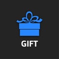 Gift box icon with ribbon, flat design Royalty Free Stock Photo