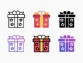 Gift Box icon set with different styles. Royalty Free Stock Photo