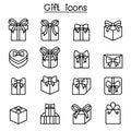 Gift box icon set in thin line style Royalty Free Stock Photo