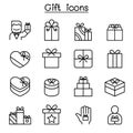 Gift box icon set in thin line style Royalty Free Stock Photo