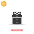 Gift box icon simple flat style vector illustration. Royalty Free Stock Photo