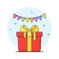 Gift box icon - vector. Red gift box on a white background for your banner or icon