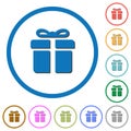 Gift box icons with shadows and outlines Royalty Free Stock Photo