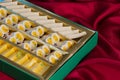 Gift box of Indian Assorted diwali Sweets Royalty Free Stock Photo