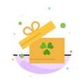 Gift, Box, Ireland Abstract Flat Color Icon Template