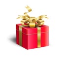 Gift Box Gold Ribbon Birthday Holiday