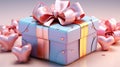 Gift box with a lid and ribbon, playful cartoonish illustration