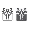 Gift box line and glyph icon, package and surprise, present sign, vector graphics, a linear pattern on a white Royalty Free Stock Photo
