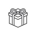 Gift box line icon, outline vector sign, linear style pictogram isolated on white Royalty Free Stock Photo