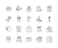 Gift box line icons, signs, vector set, outline illustration concept Royalty Free Stock Photo