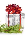 Gift box made of dollars Royalty Free Stock Photo