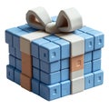 Gift Box Made Of Puzzle Cubes. Creative Concept Of Playful And Interactive Present Design Isolated On Transparent Royalty Free Stock Photo