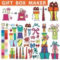 Gift box maker.Flat Doodle set Royalty Free Stock Photo