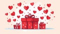 Gift box with many hearts. Hearts fly out of the open box. Valentine\'s Day gift. Holiday decor. linear illustration