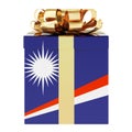 Gift box with Marshallese flag. Holiday in Marshall Islands, concept. 3D rendering