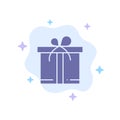 Gift, Box, Motivation Blue Icon on Abstract Cloud Background Royalty Free Stock Photo