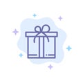 Gift, Box, Motivation Blue Icon on Abstract Cloud Background Royalty Free Stock Photo