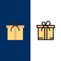 Gift, Box, Motivation  Icons. Flat and Line Filled Icon Set Vector Blue Background Royalty Free Stock Photo