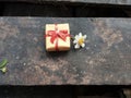 Gift box from nature and flower. Happy lovers day.Valentine`s day concept.